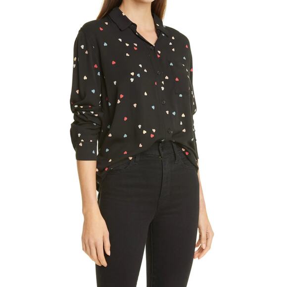 Rails Rocsi Rainbow Sweetheart Long Sleeve Button Front Top Size Medium - Picture 1 of 10